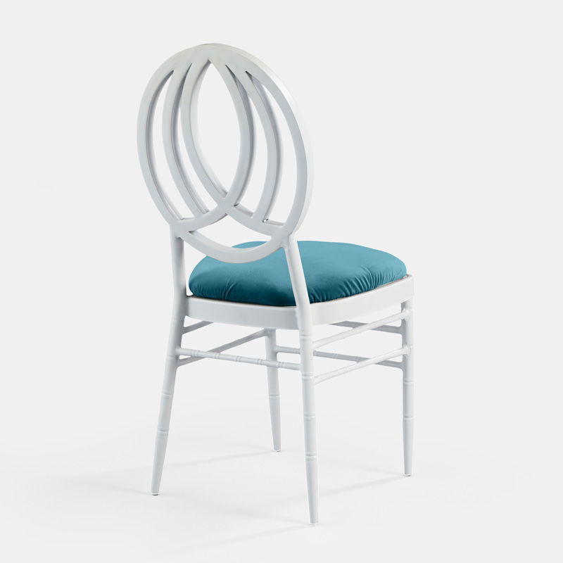 White Phoenix Chair with Turquoise Velvet - Patented Design