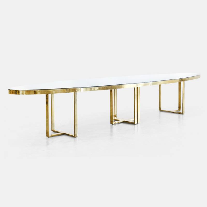 Gold Bilbao Oval Table 190"x48"