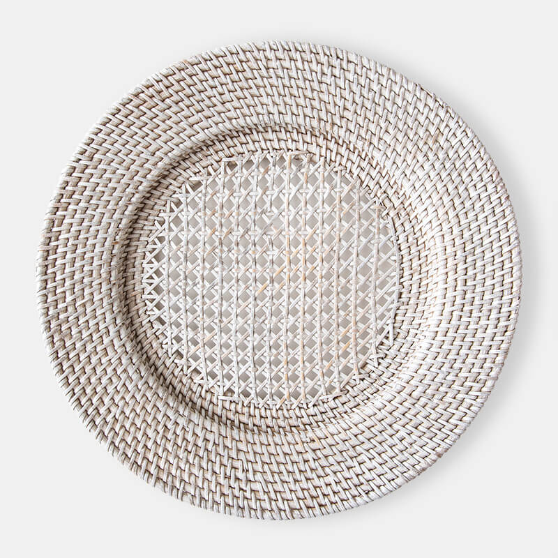 Whitewash Rattan Charger - view 1 of 1
