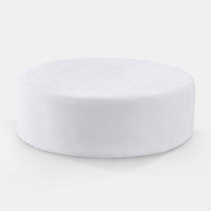 White Velluto 48" Round Ottoman