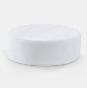 White Velluto 48" Round Ottoman